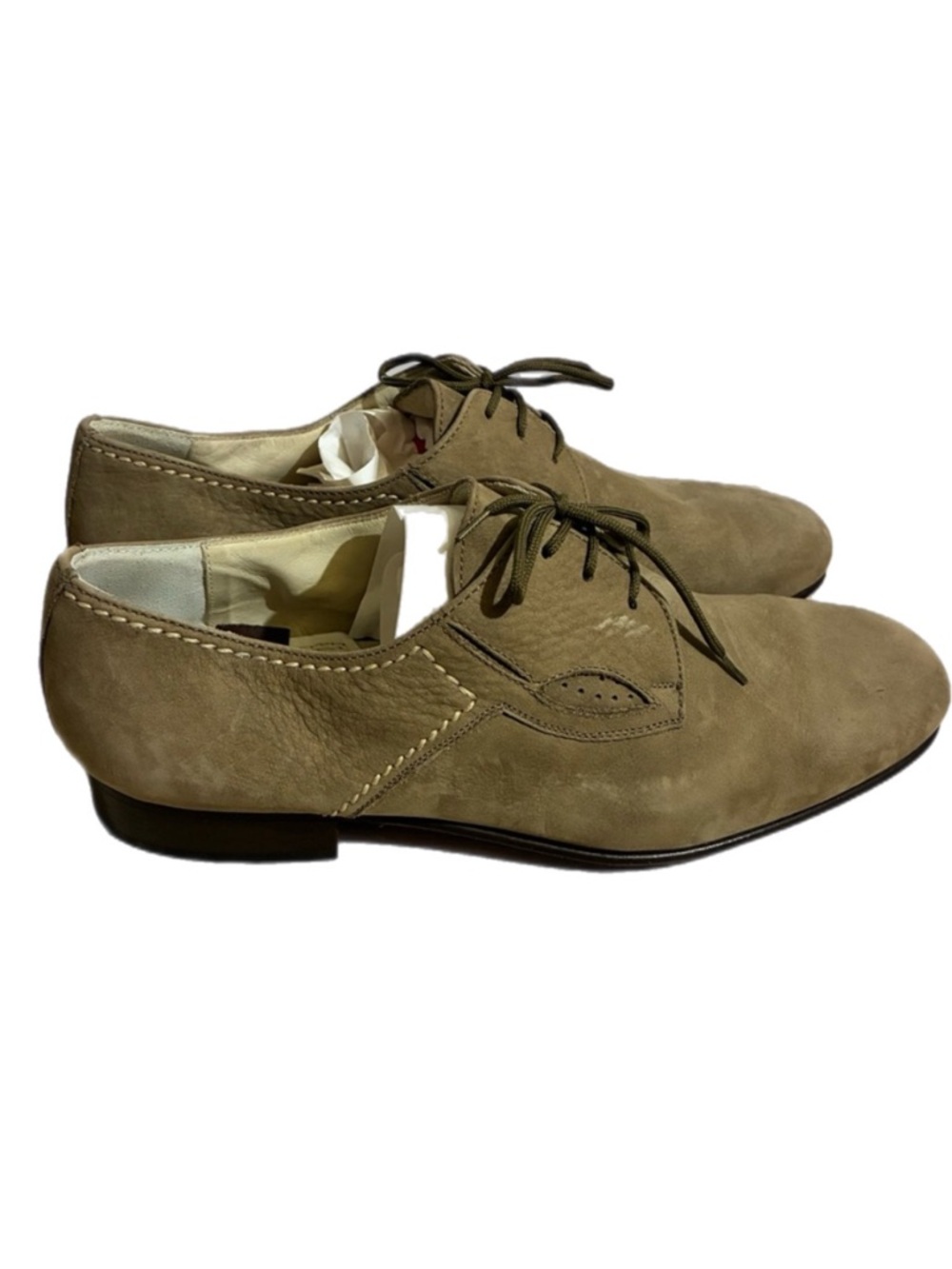 Booker’s Tan Leather Suede Oxford Shoes Derby Classic Made in Italy Sz 42 US8.5